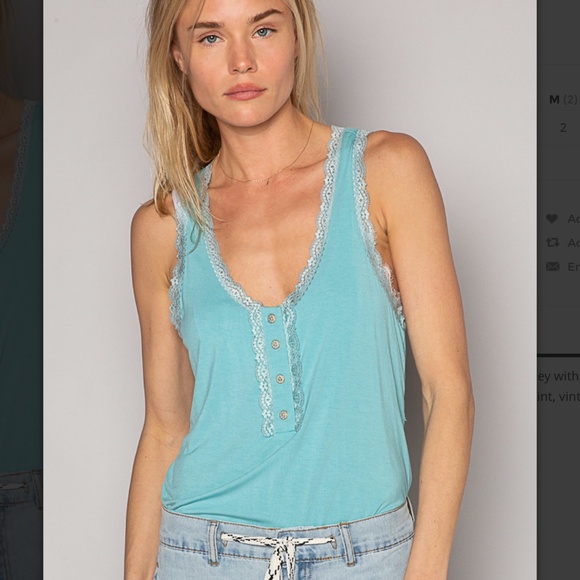 POL “ Sadie ” POL Jersey Tank Top with Lace Trim Detail 68 - Picture 1 of 5